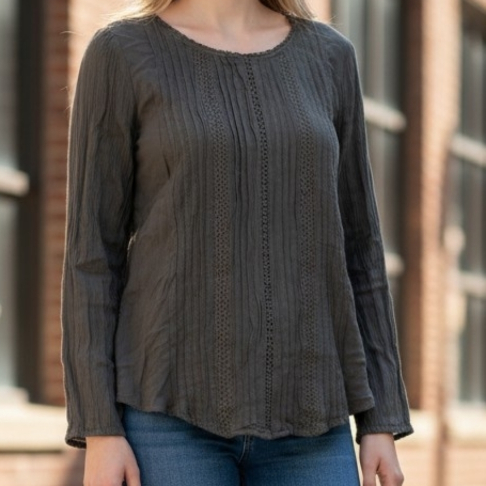 GAP Dark Green Crochet/Detailed  Long Sleeve Top 4343